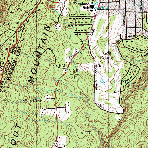 Topographic Map of City of Lookout Mountain, GA