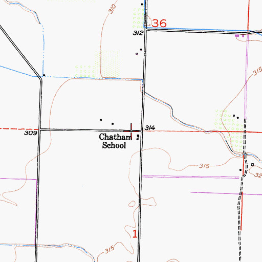 Topographic Map of Chatham School, CA