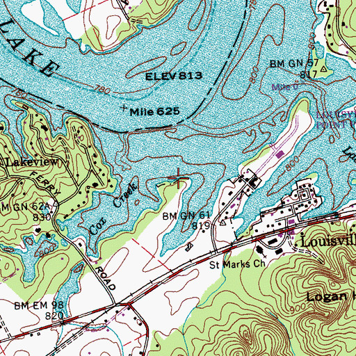Topographic Map of City of Louisville, TN