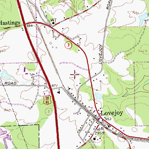 Topographic Map of City of Lovejoy, GA