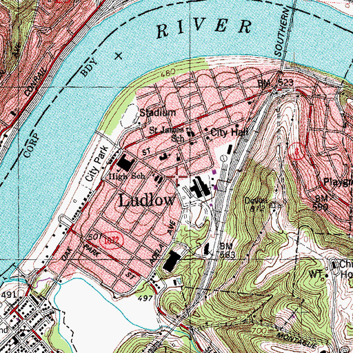 Topographic Map of City of Ludlow, KY