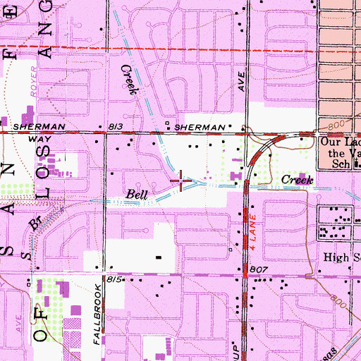 Topographic Map of Chatsworth Creek, CA