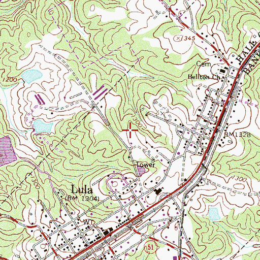 Topographic Map of City of Lula, GA