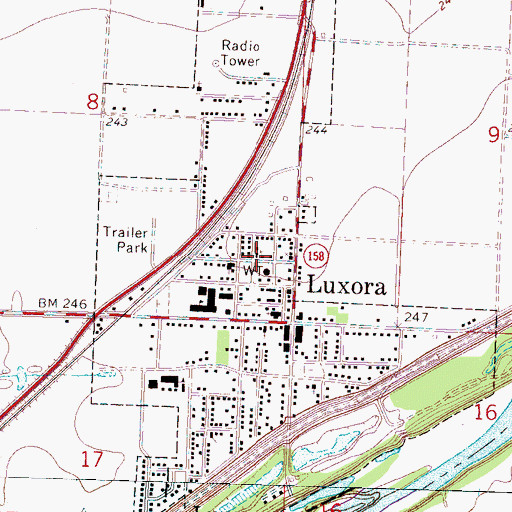 Topographic Map of City of Luxora, AR