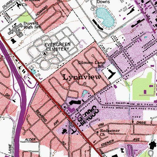 Topographic Map of City of Lynnview, KY