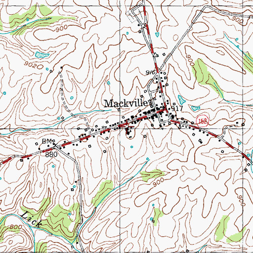 Topographic Map of City of Mackville, KY