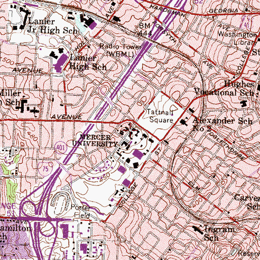 Topographic Map of City of Macon (historical), GA