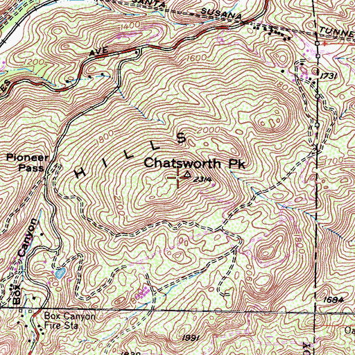 Topographic Map of Chatsworth Peak, CA