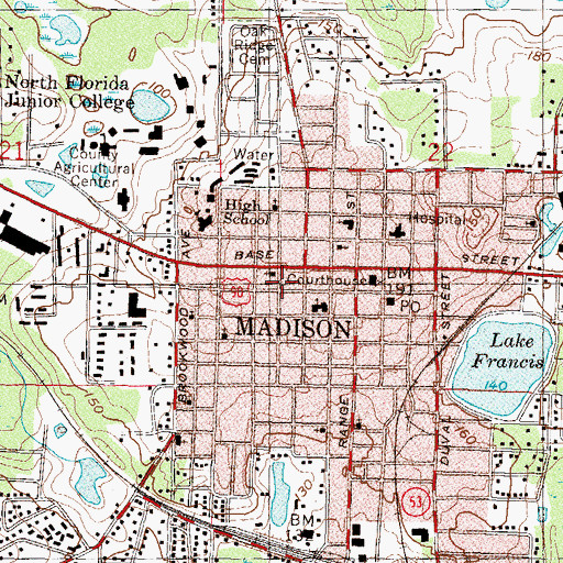 Topographic Map of City of Madison, FL
