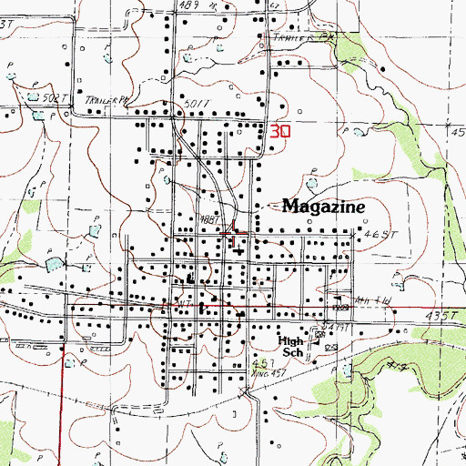 Topographic Map of City of Magazine, AR