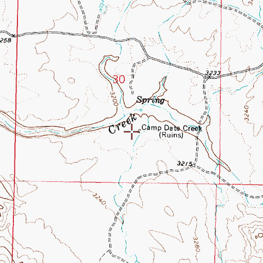 Topographic Map of Camp Date Creek, AZ