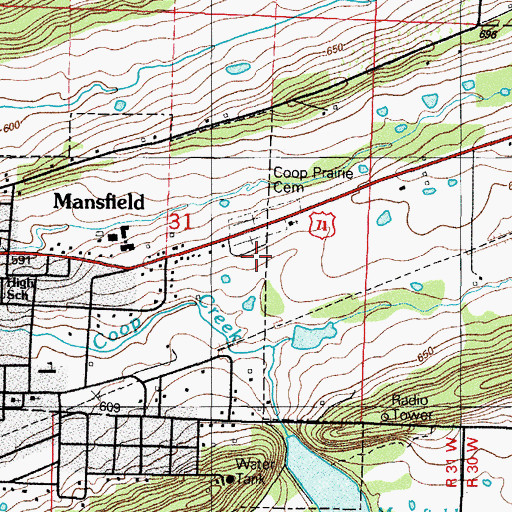 Topographic Map of City of Mansfield, AR