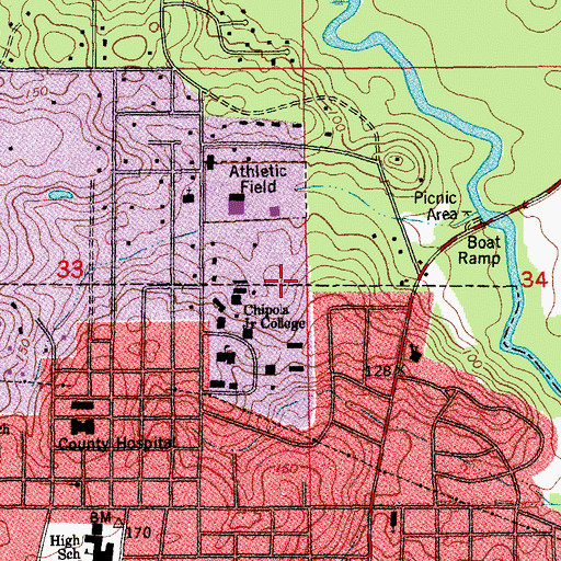 Topographic Map of City of Marianna, FL