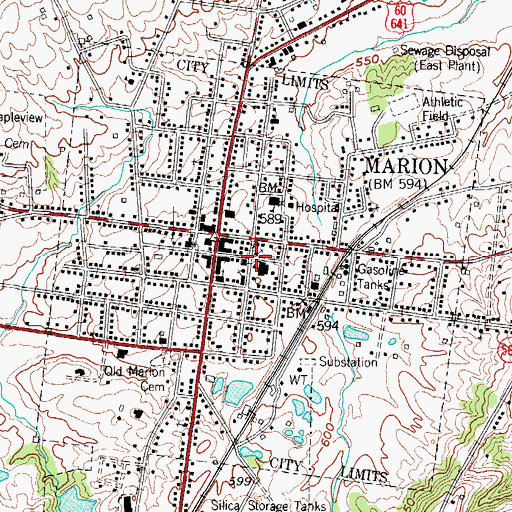 Topographic Map of City of Marion, KY