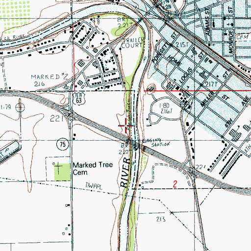 Topographic Map of City of Marked Tree, AR