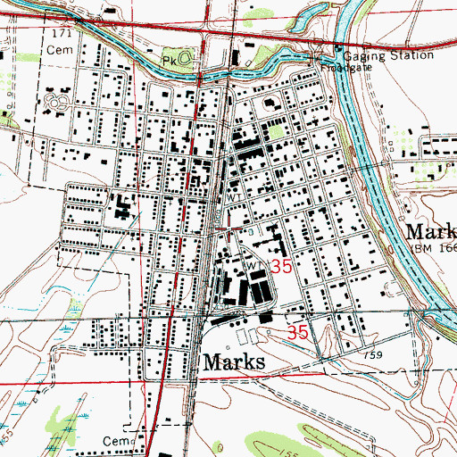 Topographic Map of City of Marks, MS