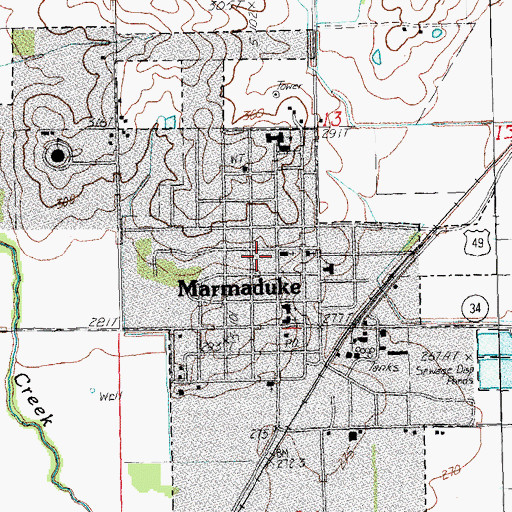 Topographic Map of City of Marmaduke, AR