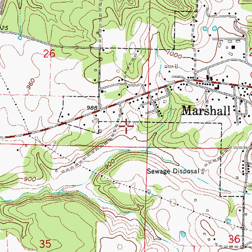 Topographic Map of City of Marshall, AR