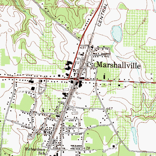 Topographic Map of City of Marshallville, GA