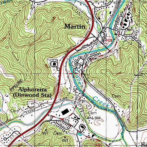 Topographic Map of City of Martin, KY