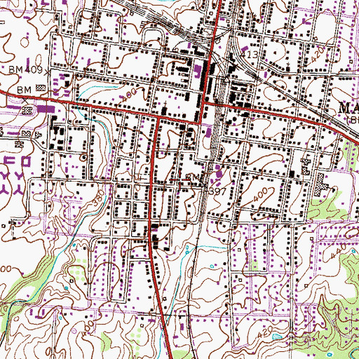 Topographic Map of City of Martin, TN
