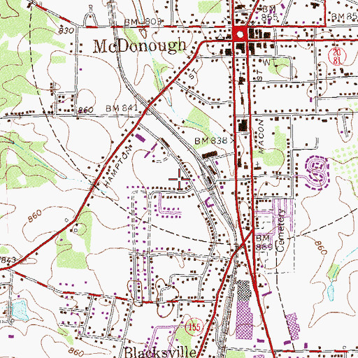 Topographic Map of City of McDonough, GA