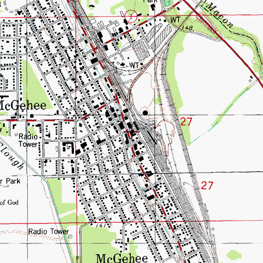 Topographic Map of City of McGehee, AR