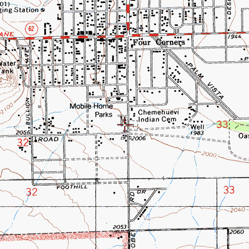Topographic Map of Twentynine Palms Chemehuevi Indian Burial Ground, CA