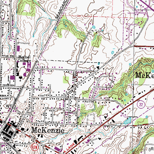 Topographic Map of City of McKenzie, TN