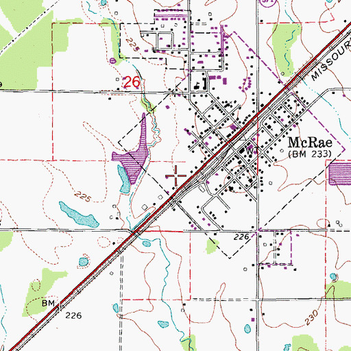 Topographic Map of City of McRae, AR