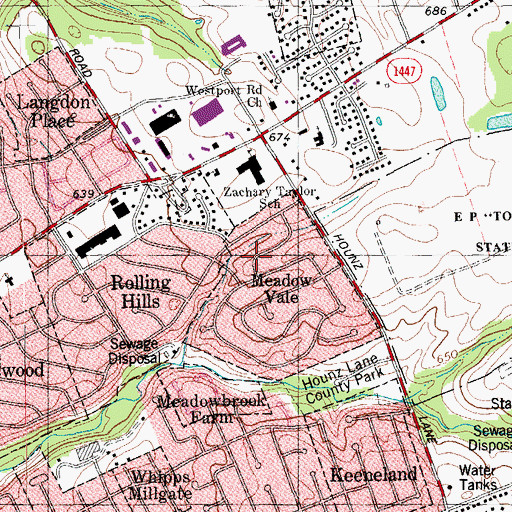 Topographic Map of City of Meadow Vale, KY