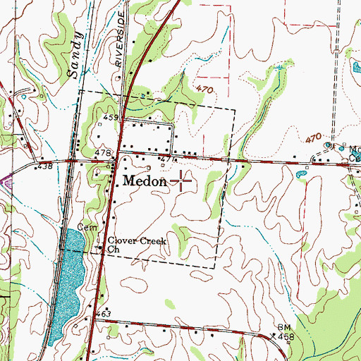 Topographic Map of City of Medon, TN
