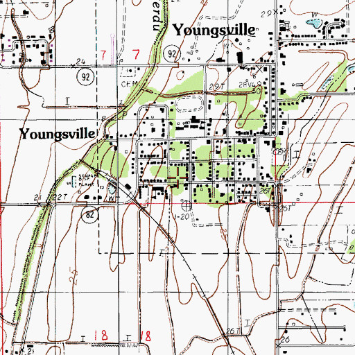 Topographic Map of City of Youngsville, LA