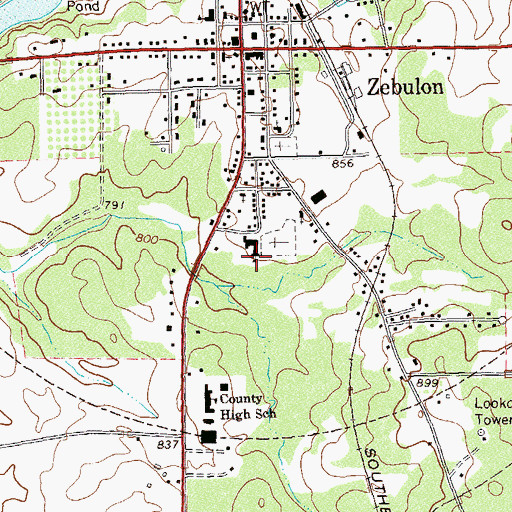 Topographic Map of City of Zebulon, GA