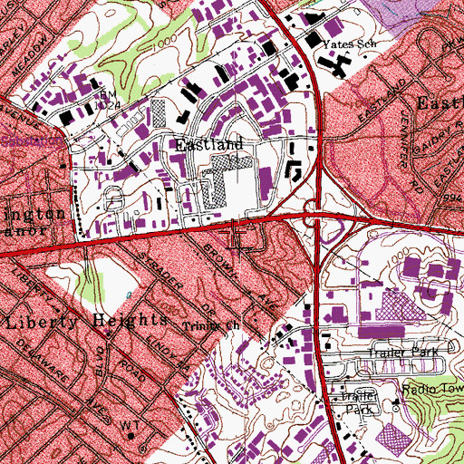 Topographic Map of Lexington-Fayette Urban County, KY