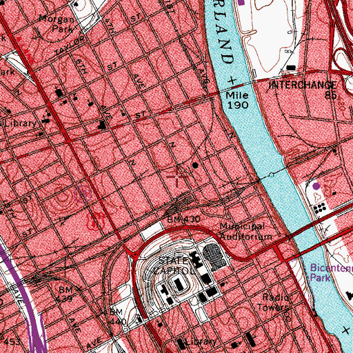Topographic Map of Metropolitan Government of Nashville-Davidson (balance), TN
