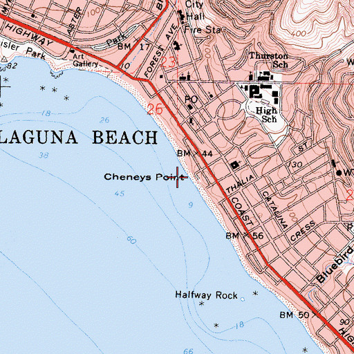 Topographic Map of Cheneys Point, CA