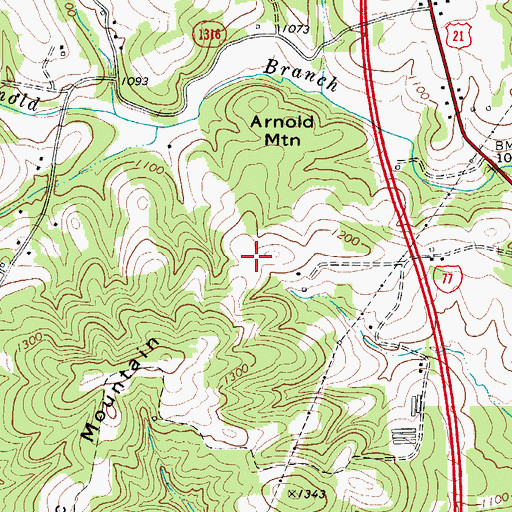 Topographic Map of Township of South Knobs, NC