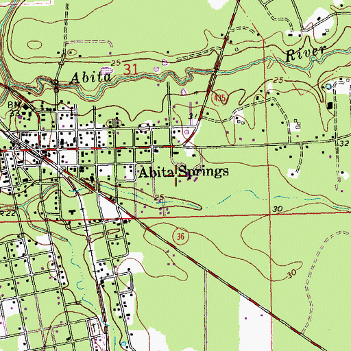 Topographic Map of Town of Abita Springs, LA