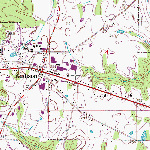 Topographic Map of Town of Addison, AL