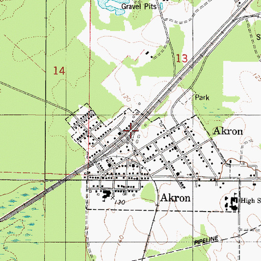 Topographic Map of Town of Akron, AL