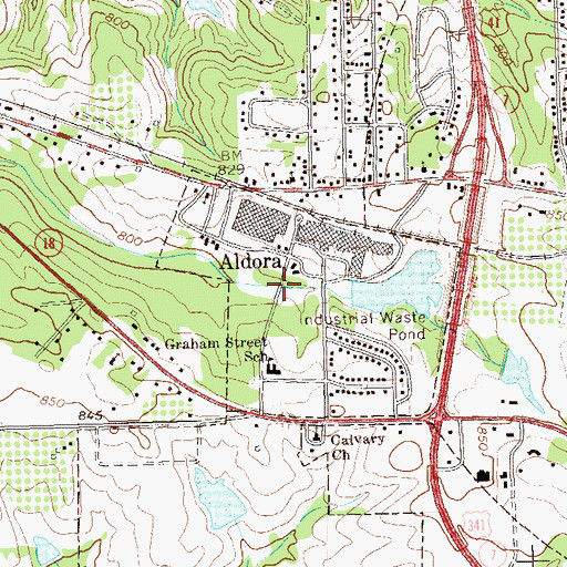 Topographic Map of Town of Aldora, GA