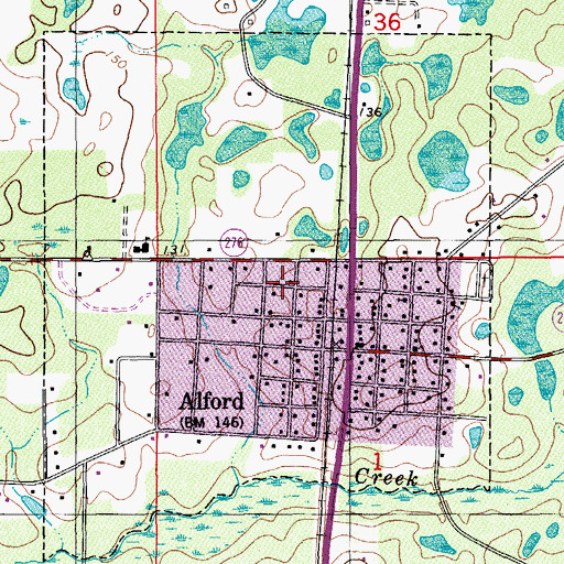 Topographic Map of Town of Alford, FL