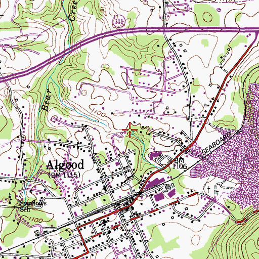 Topographic Map of City of Algood, TN