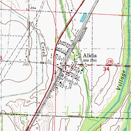 Topographic Map of Town of Alicia, AR