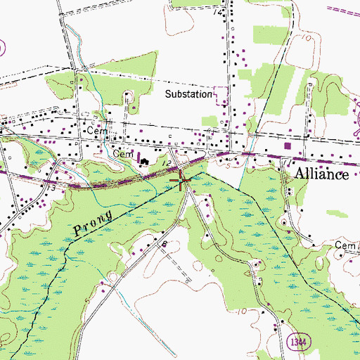 Topographic Map of Town of Alliance, NC