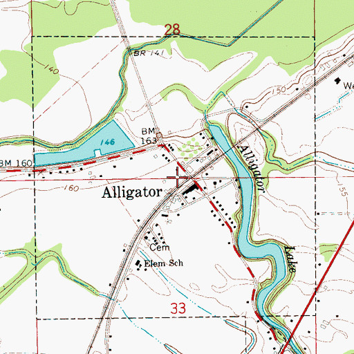 Topographic Map of Town of Alligator, MS