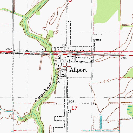 Topographic Map of Town of Allport, AR