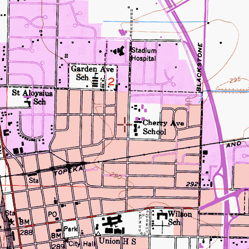 Topographic Map of Cherry Avenue Middle School, CA