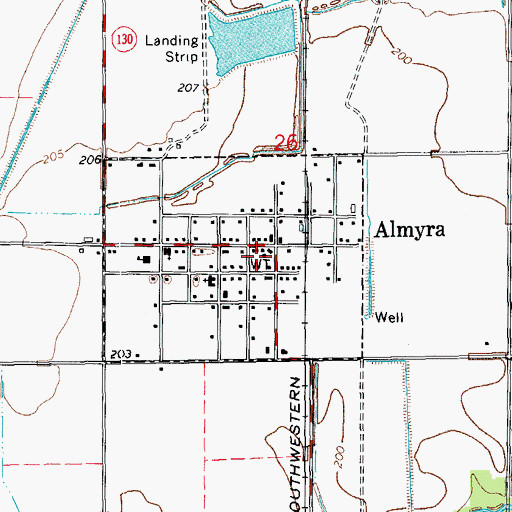 Topographic Map of Town of Almyra, AR